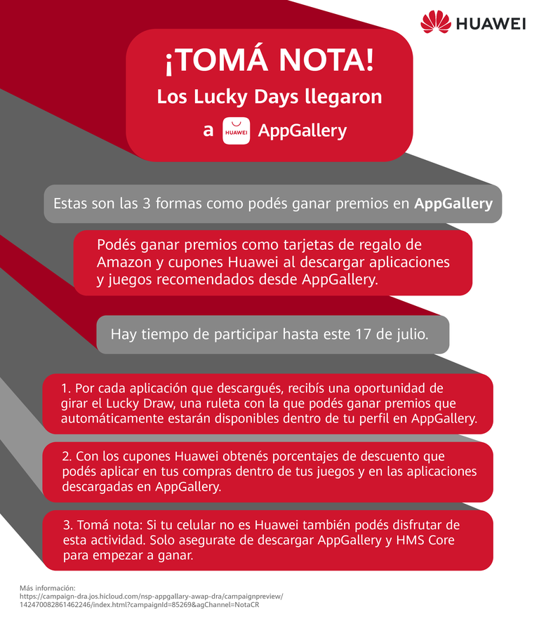 ¿Cómo podés participar de la dinámica Lucky Days junto a Huawei? Te lo explicamos.